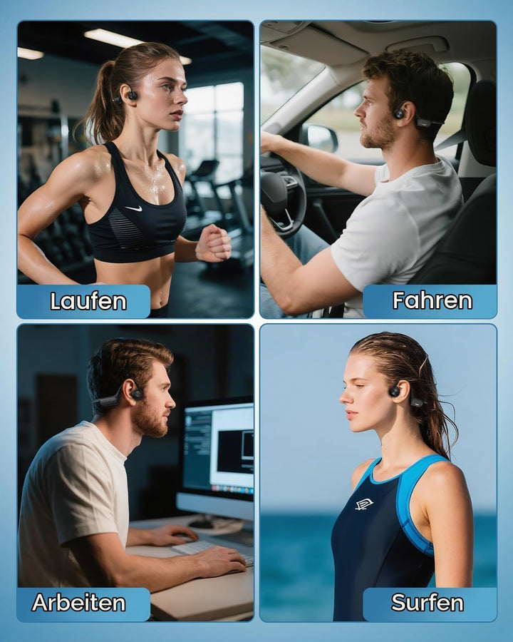 Wantek Kopfhörer Schwimmen,Knochenschall Kopfhörer Bluetooth,IP68 wasserdichte BC3-WANTEK-B1, BC3-WA