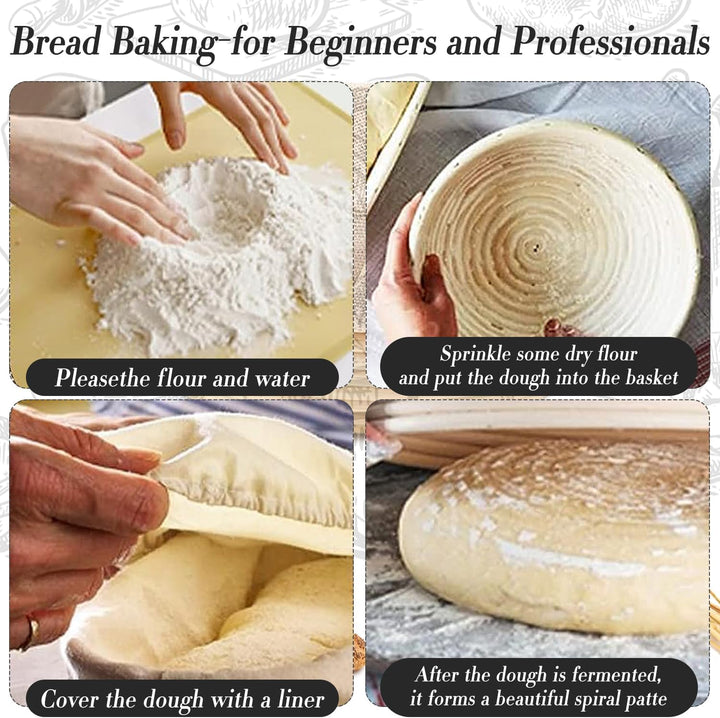 Brotgärkörbe, Banneton-Korb, Sauerteig-Gärkörbe, Gärkörbe mit Einlagen, für professionelle und priva