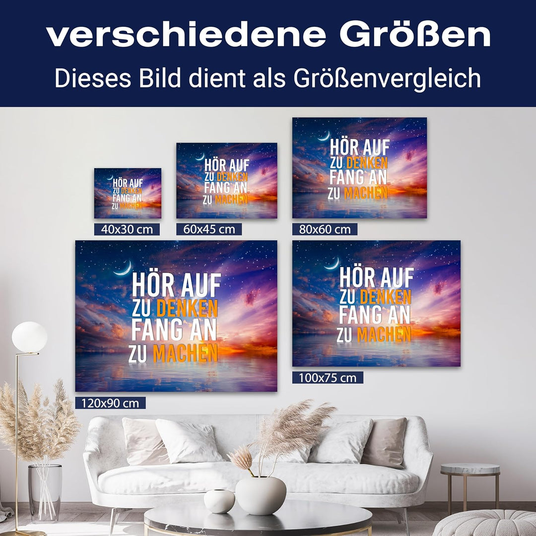 wandmotiv24 Motivations Motiv als Leinwandbild, 80x60cm, Querformat, Fang an zu Machen, Meer, Sterne