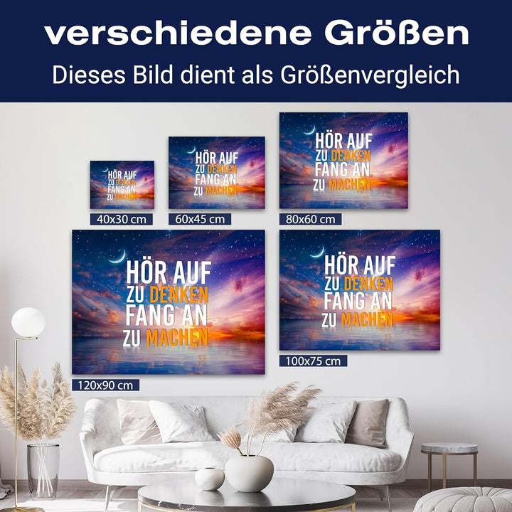 wandmotiv24 Motivations Motiv als Leinwandbild, 60x45cm, Querformat, Fang an zu Machen, Meer, Sterne
