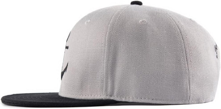 Bexxwell Snapback Caps 2er-Set Partnerlook für Klein und Gross grau/schwarz mit Anker (optimale Pass