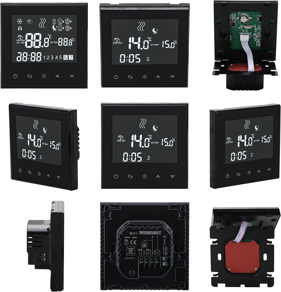 Wengart Home Thermostat programmierbar WG03-4, AC230V Max3A Touchscreen LCD Display Arbeit für Fussb