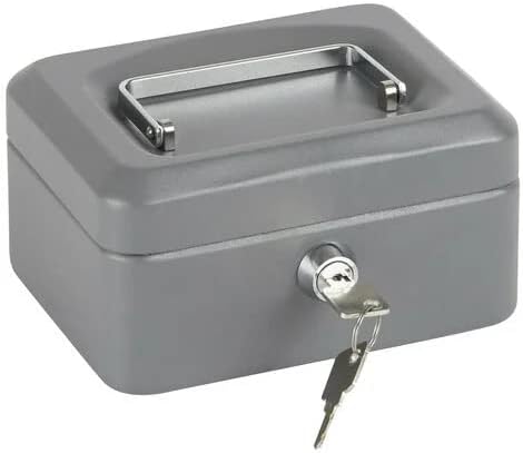 Geldkassette aus Metall Metal Cash Box 150 x 120 x 80 mm mit Schloss und 2 Geldschlüsseln mit Kasset