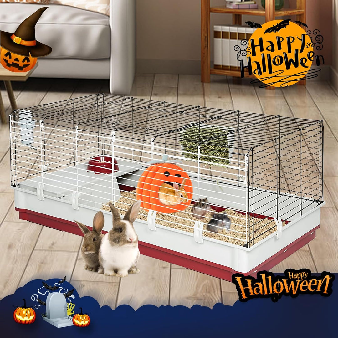 SBAYOOL Halloween Kürbis Kaninchen Bett, Gemütliches Waschbar Kaninchen Kuschelhöhle, Warmes Plüsch