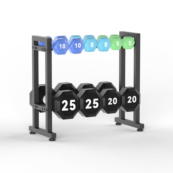 Verstellbarer 2-stufiger Hantelständer, 120kg Tragfähigkeit, Kompakter Heimfitness-Organizer für Han