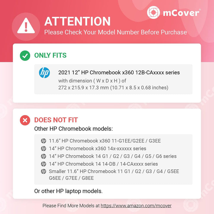 mCover Hartschalen-Schutzhülle, kompatibel mit 2021 12 Zoll HP Chromebook x360 12B-CAxxxx Serie Lapt