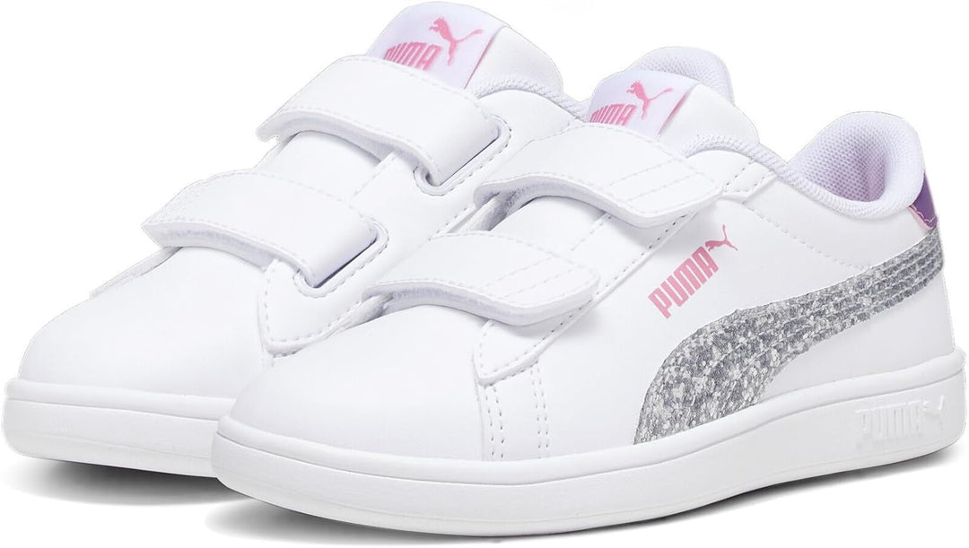 PUMA Mädchen Smash 3.0 L Star Glow V Ps Sneaker 21 EU Puma White Puma Silver Strawberry Burst Purple