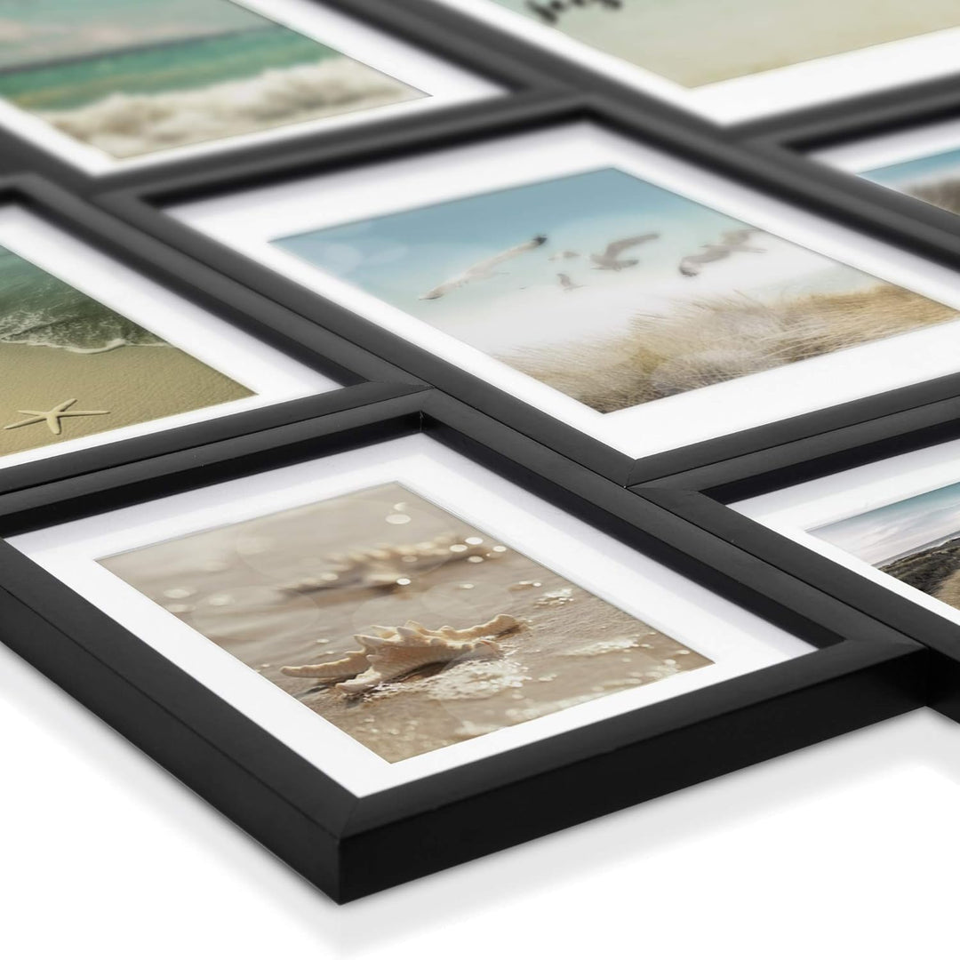 bomoe 12er Bilderrahmen Set Ocean – Fotorahmen Collage für 13x18 cm Bilder Holzbilderrahmen mit Pass