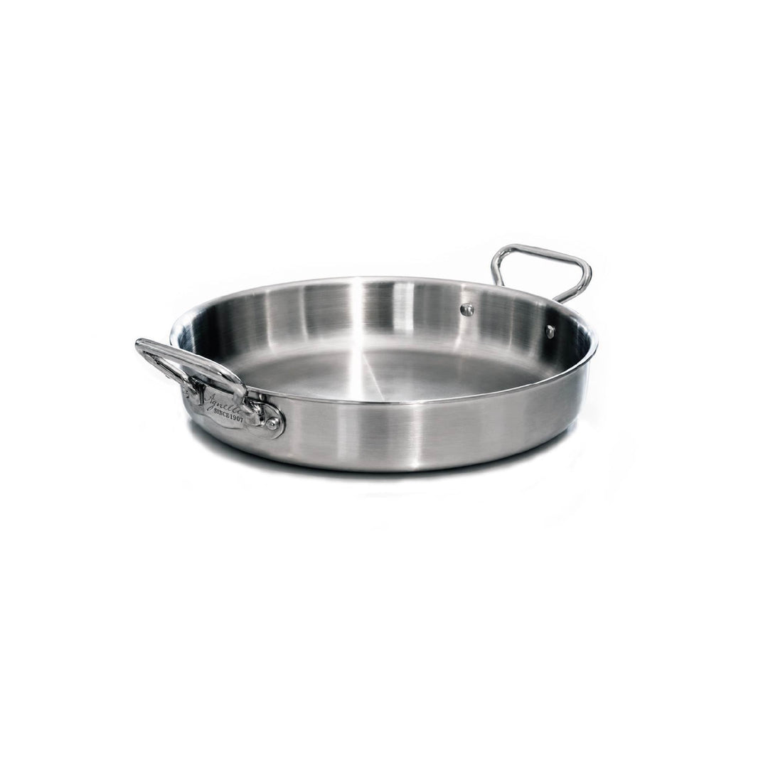 Pentole Agnelli alu-INOX Pfanne mit 2 Griffen, Edelstahl, Grau 24 cm grau, 24 cm