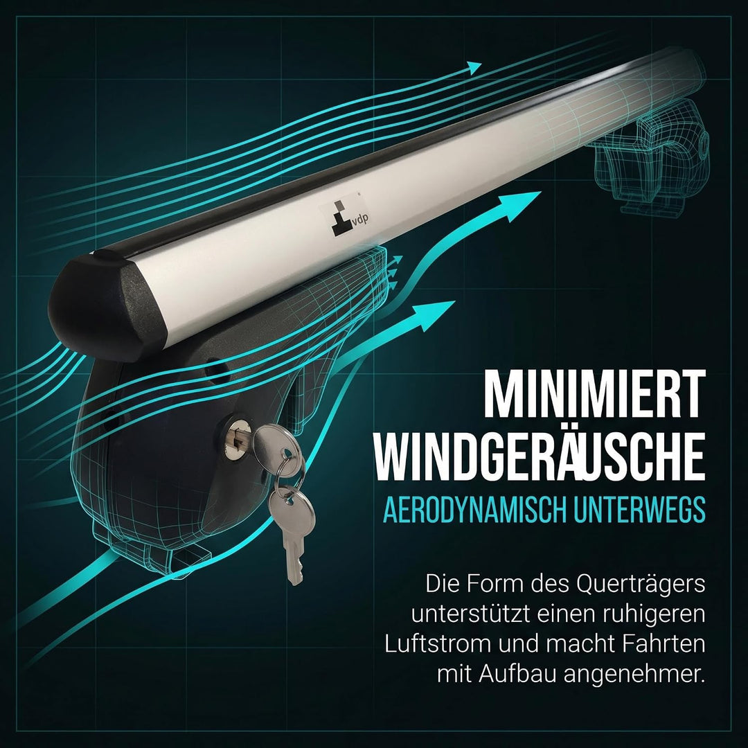Dachträger universal - VDP Aluminium Relingträger 120 cm für offene Dachreling, universal Dachträger