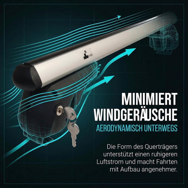 Dachträger universal - VDP Aluminium Relingträger 120 cm für offene Dachreling, universal Dachträger