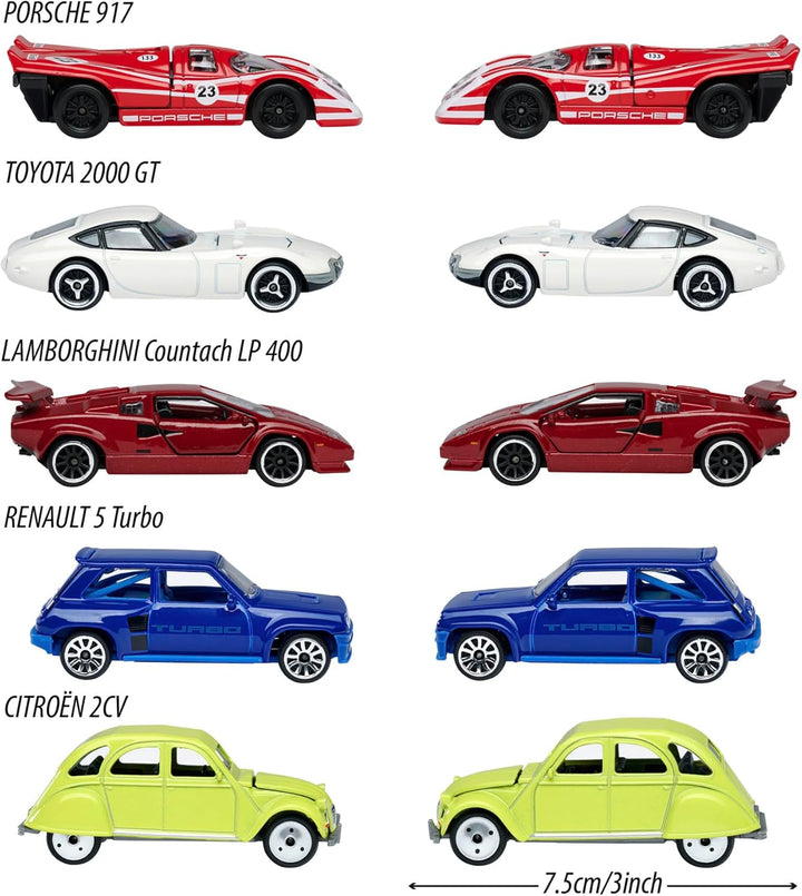 Majorette 212052013 Vintage 5er-Geschenkset, Spielzeugautos mit Freilauf aus Metall, Vintage-Version