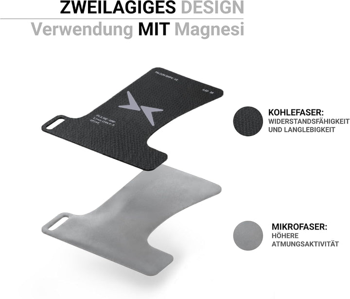 PICSIL Falcon Grips Set, Carbonfaser Grips für Chalk | Grips-Set mit Handgelenkbandagen und Tasche.