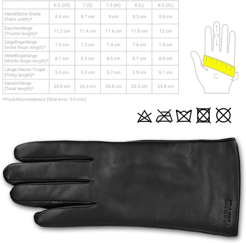 Navaris Touchscreen Nappa Lederhandschuhe für Damen - Leder Handschuhe aus Lammleder mit Kaschmir Mi