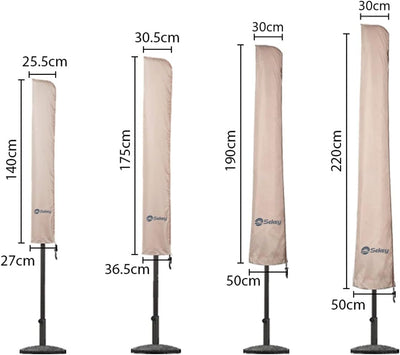 Sekey Sonnenschirm Schutzhülle mit Stab, Abdeckhauben für Ø 350cm / 200x300cm Gartenschirm , Abdecku