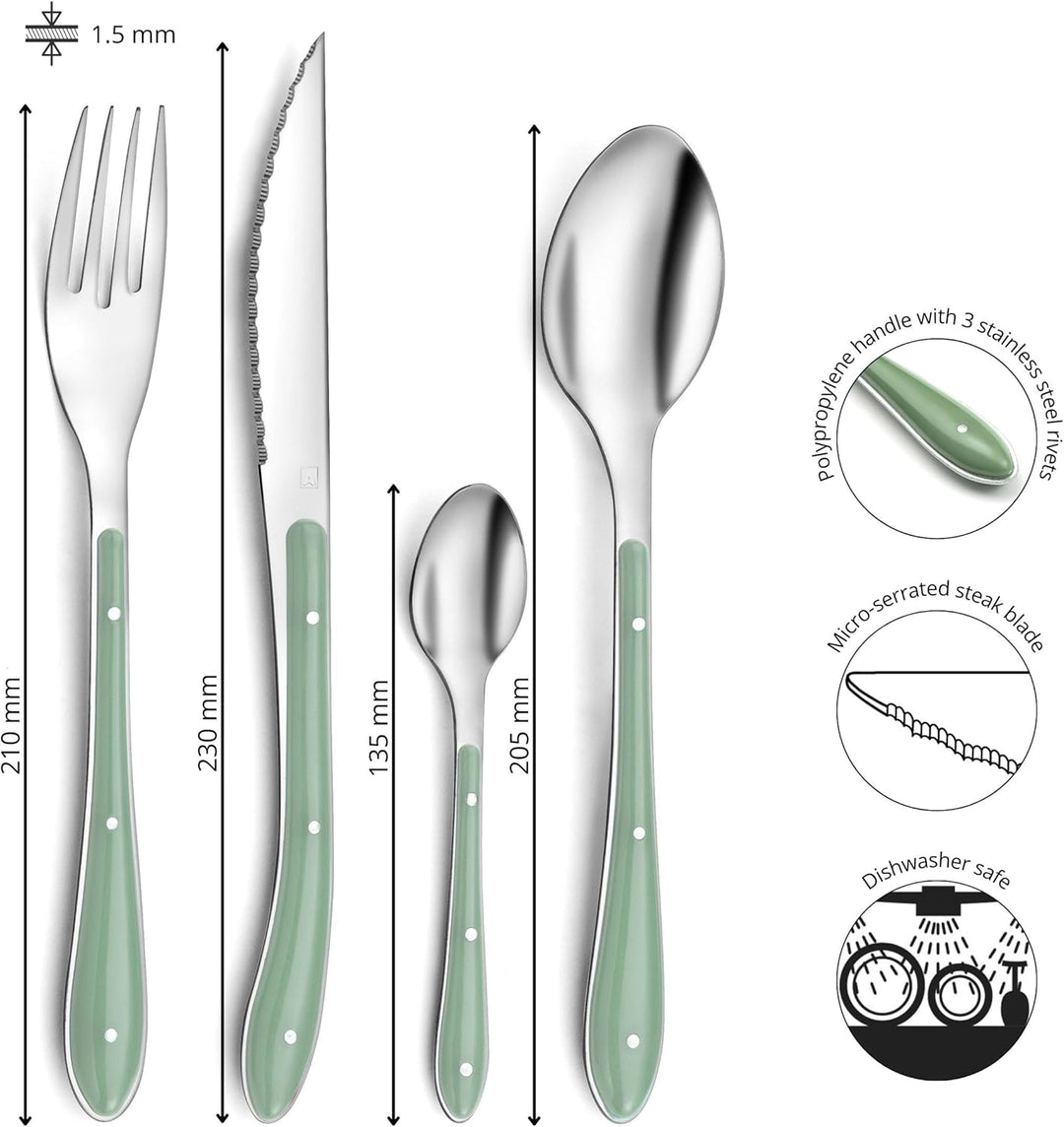 Amefa Besteck Bistro 1-2-3, Tafelbesteck für 6 Personen, 18/0 Edelstahl mit Kunststoffgriff in Trend
