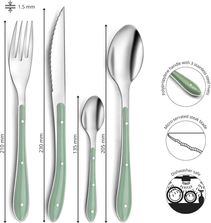 Amefa Besteck Bistro 1-2-3, Tafelbesteck für 6 Personen, 18/0 Edelstahl mit Kunststoffgriff in Trend