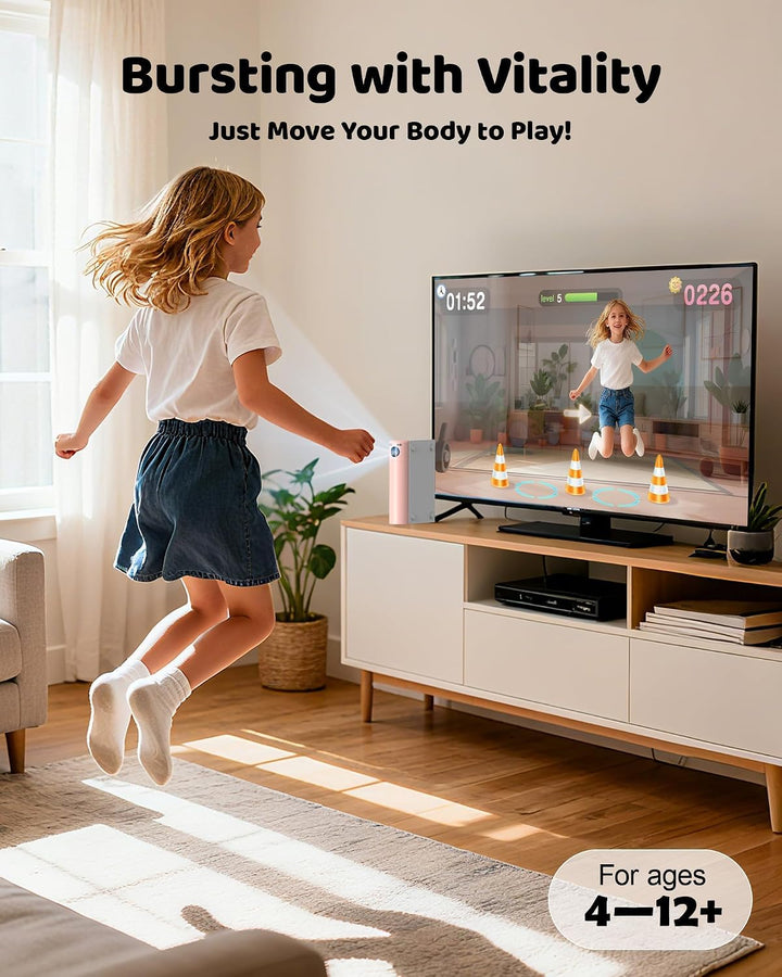 AR-Spielkonsole mit Bewegung für Kinder: Videospiel, Plug &amp; Play, Geschenk 3+, Rosa | Für aktive Spi