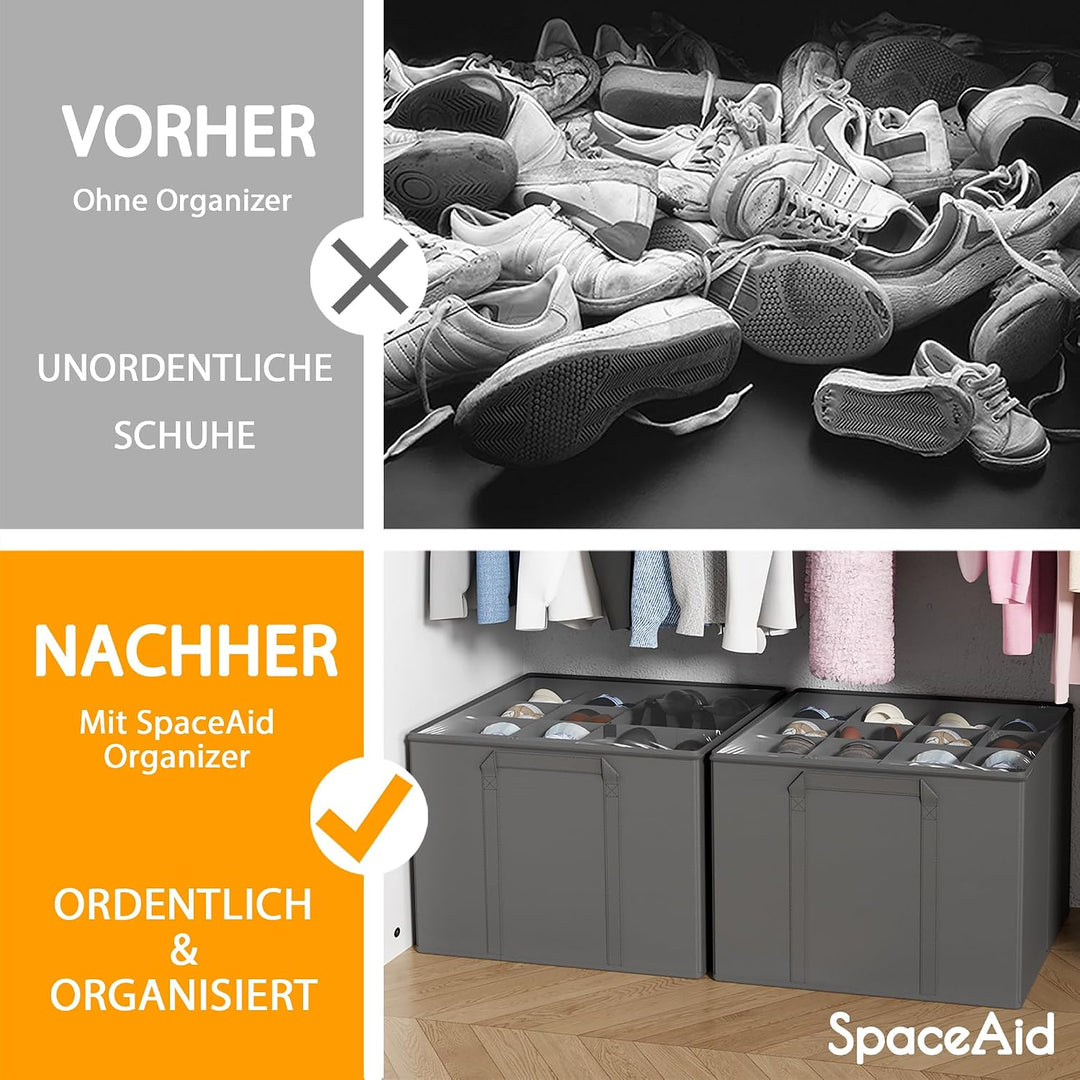 SpaceAid Schuh-Organizer für Schrank, faltbare Schuhaufbewahrungsbehälter, Körbe, Boxen mit verstell