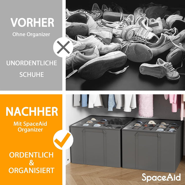 SpaceAid Schuh-Organizer für Schrank, faltbare Schuhaufbewahrungsbehälter, Körbe, Boxen mit verstell