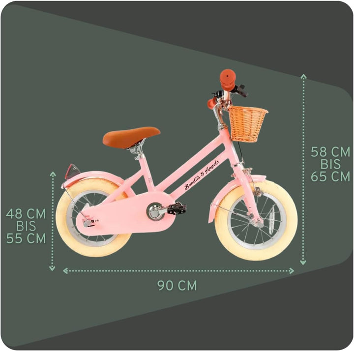 Bandits and Angels Kinderfahrrad Retro Rider 12 Zoll Rosa, Rosa