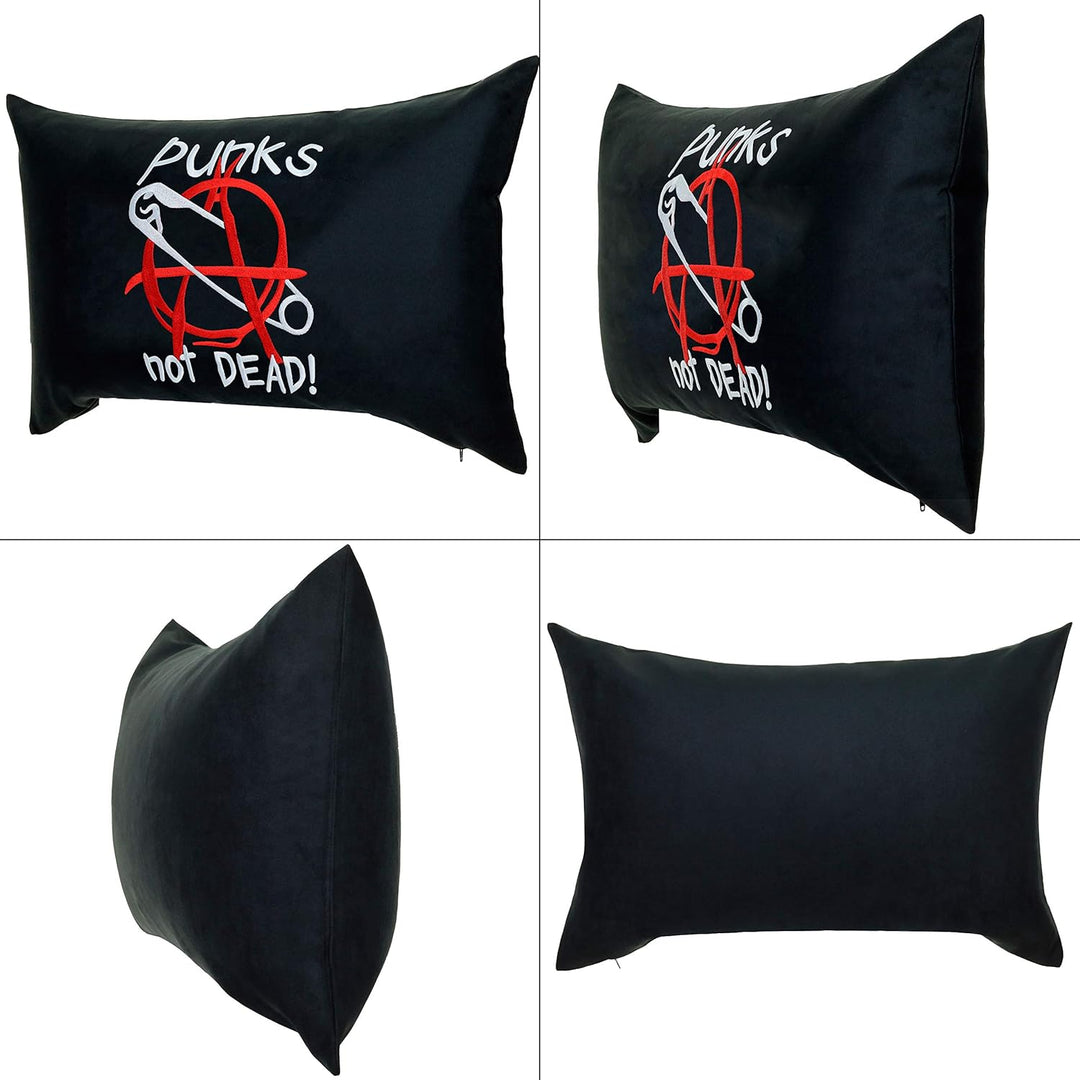 Punks not Dead Dekokissen mit Stickerei | lustige Wohnzimmer Dekoration Kissen mit Füllung Rocker Au