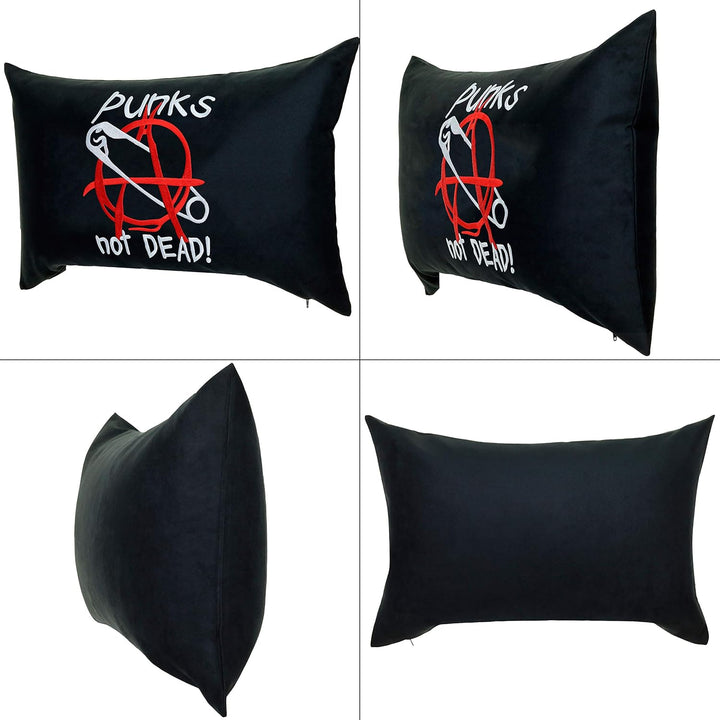 Punks not Dead Dekokissen mit Stickerei | lustige Wohnzimmer Dekoration Kissen mit Füllung Rocker Au