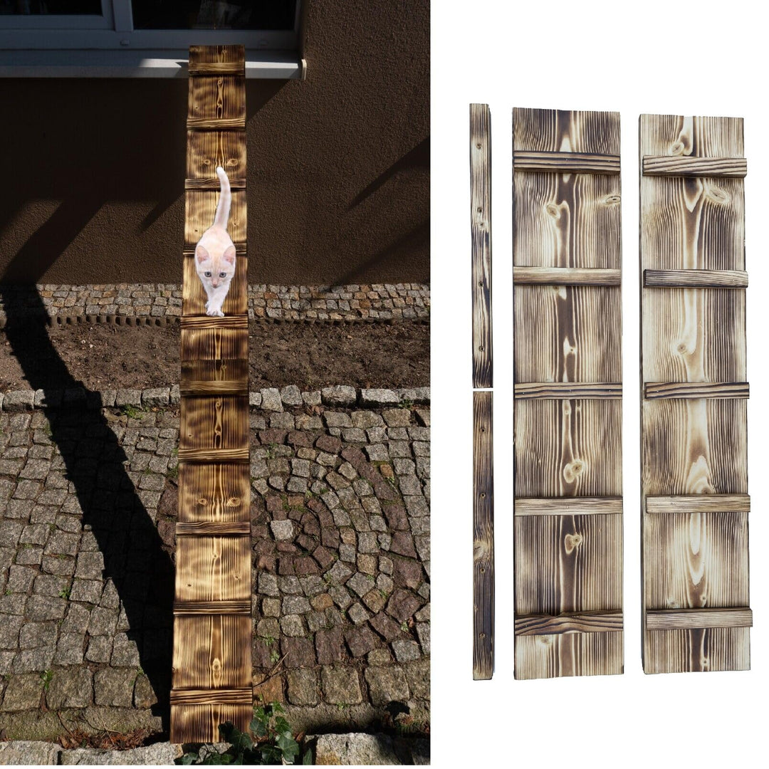 Katzenleiter Katzentreppe Geflammt Katzenstufe für Balkon Fenster mit Metallhaken 1m - 6m (Länge 1 m