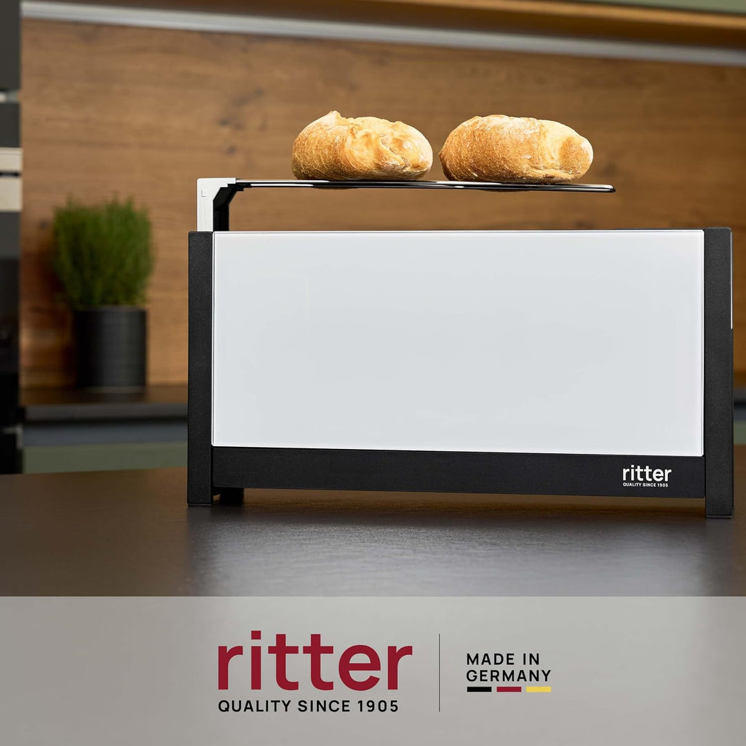 ritter Toaster volcano 5, weiss, Langschlitztoaster mit eleganten Glasfronten, made in Germany Weiss