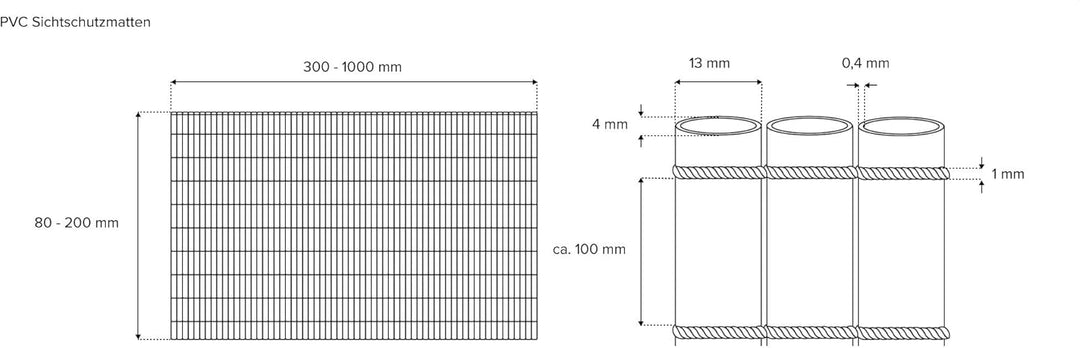 PVC Sichtschutzmatte - braun - 160 x 500 cm - Zaunsichtschutz, Sichtschutzzaun, Balkonverkleidung, Z