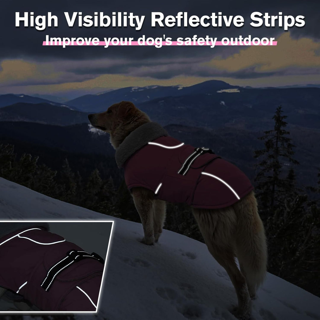 Lelepet Hundejacke Winter Warmer Hundemantel, Wasserdichter Wintermantel Fleece Hundeweste für Mitte