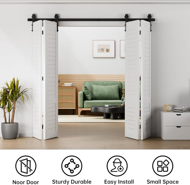 183cm/6FT Bifold Schiebetürbeschlag Schiebetüren Schiebetürsystem Komplettset Laufschiene Rollen Set