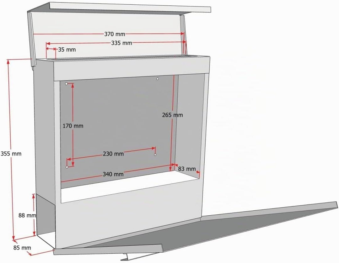 Metzler Exklusiver Briefkasten in Graualuminium RAL 9007 Hoffmann - Wandbriefkasten in Grau mit V2A