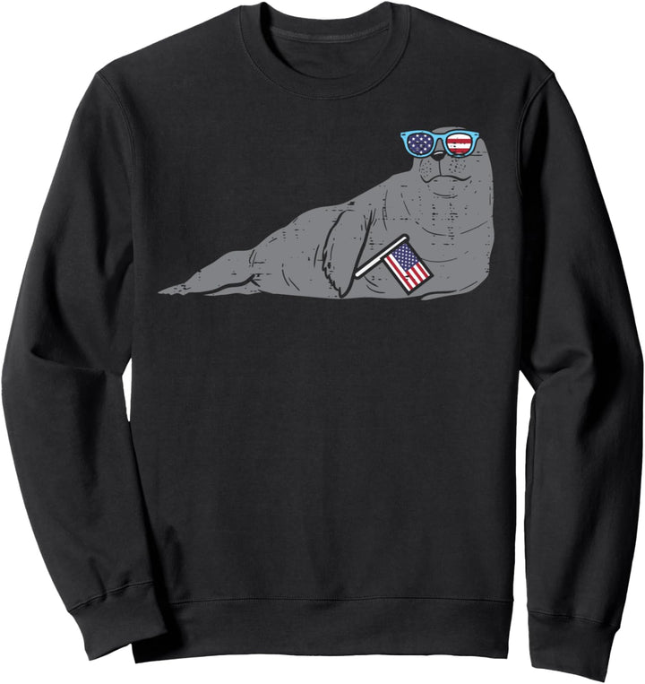 Seal American Flag USA 4th Of July Fourth Patriot Animal Sweatshirt