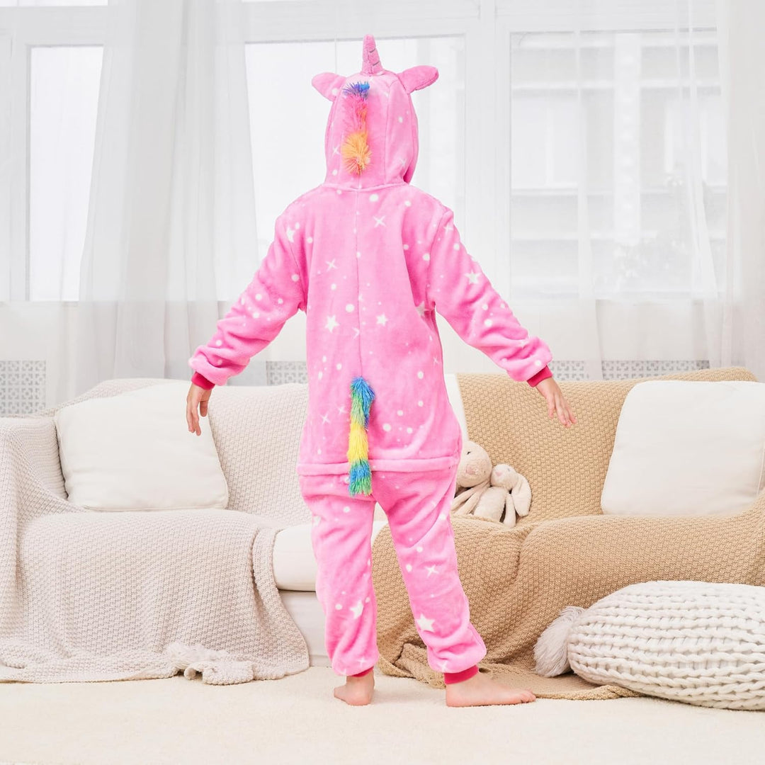 Piefry Weiche Einhorn Schlafstrampler Strampelanzug Einhorn Schlafoveralls für Mädchen 3-4 Jahre Ros