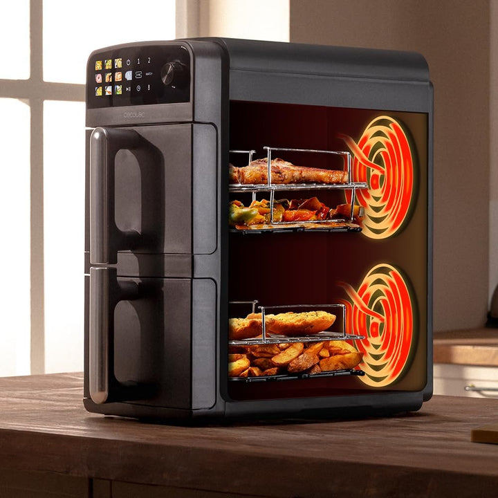 Cecotec Luftfritteuse, 10 l, mit überlappenden Behältern Cecofry DuoLevel 10.000. 2400 W, Behälter m