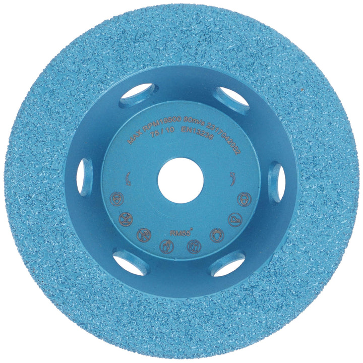 PRODIAMANT Diamant universal Schleiftopf 75mm Aufnahme 10mm für 12 V Akku Winkelschleifer mit Vacuum