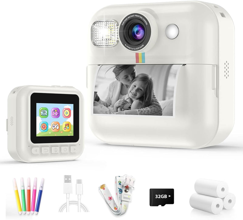 Sofortbildkamera Kinder, 2.4 Zoll Kinderkamera ab 3 4 5 6 Jahre, 1080P Digitalkamera Kinder mit 32GB