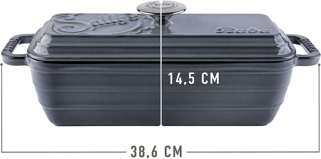 Sallys Gusseisen Brot- Backform Baba (Smokey Grey Majolika), Smokey Grey Majolika