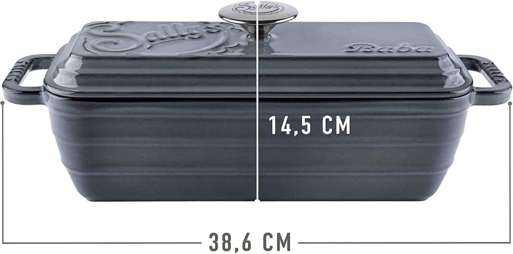 Sallys Gusseisen Brot- Backform Baba (Smokey Grey Majolika), Smokey Grey Majolika