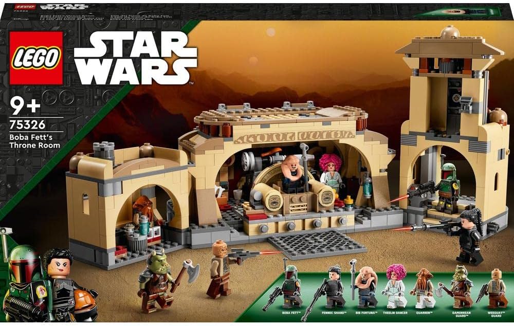 LEGO 75326 Star Wars Boba Fetts Thronsaal, Spielzeug-Haus zum Bauen mit Jabbas Palast und 7 Minifigu