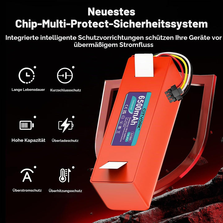 CITYORK Li-ion Ersatz Akku für Roborock Qrevo S/Pro/MaxV (QV 35A), für Roborock S8 S7 S6 S4 Q5 Q7 Ma
