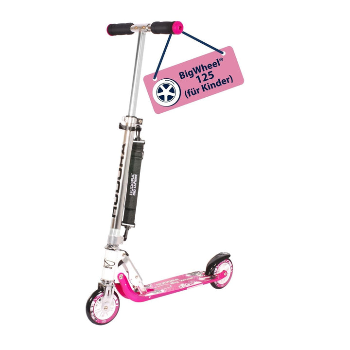HUDORA BigWheel 125 Scooter - Sicherer &amp; hochwertiger Aluminium-Roller für Kinder - Höhenverstellbar