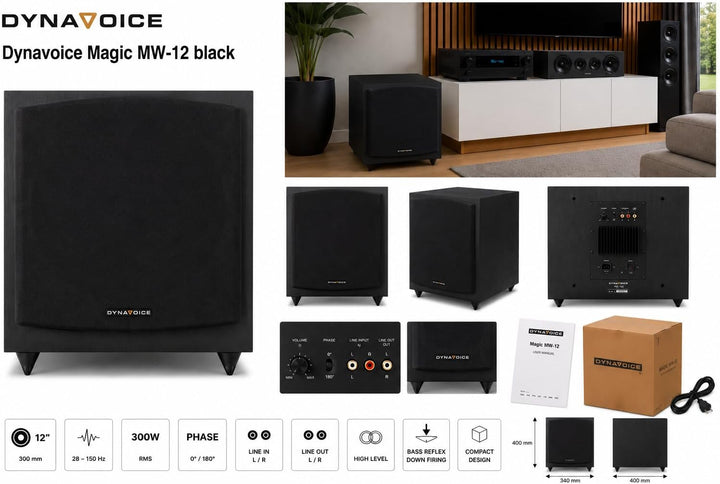 DYNAVOICE Magic MW12 Aktiv-Subwoofer, 30,5 cm (12 Zoll), Schwarz