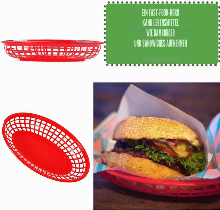 12 Stück Pommes Körbchen, Pommesschalen, Brotkorb, Servierkörbchen, Fingerfood Schalen, Fast Food Ko