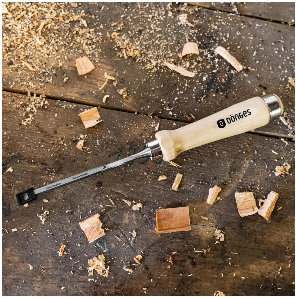 Dönges Stechbeitel 6 mm, mit Holzheft aus Weissbuche, mit Seitenfase | Made in Germany | Stecheisen
