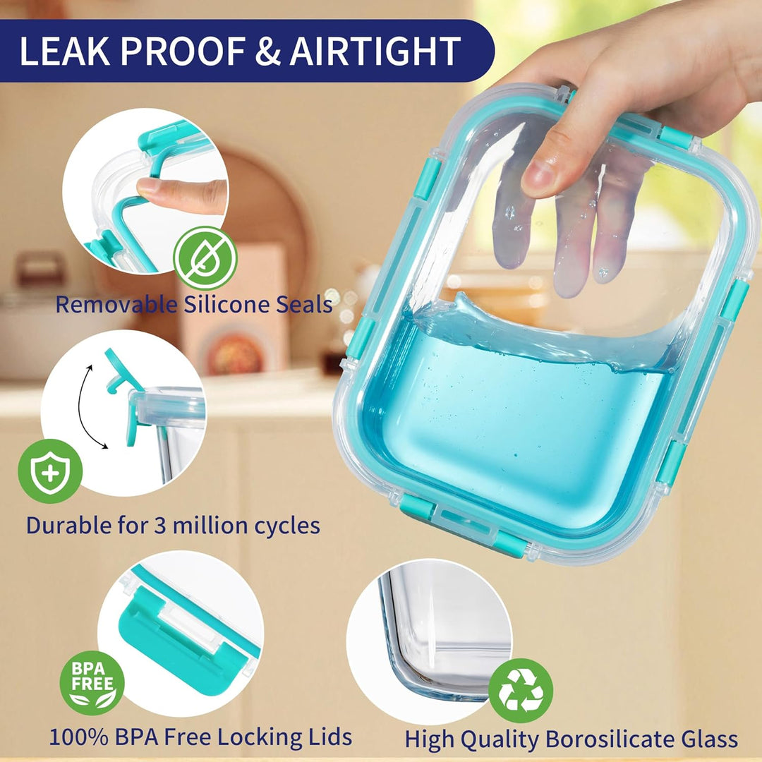 MFY 10er-Set (1040ml & 400ml) Glasbehälter mit Deckel Set, Meal Prep Boxen Glas Frischhaltedosen Gla