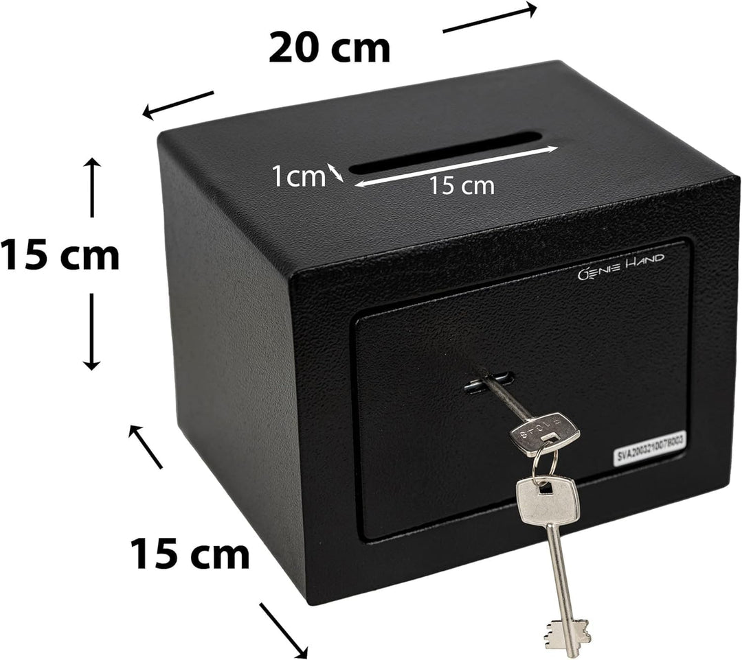 Genie Hand – Mechanische Tresorbox mit Einwurfschlitz– Doppelbartschloss (mini), mini