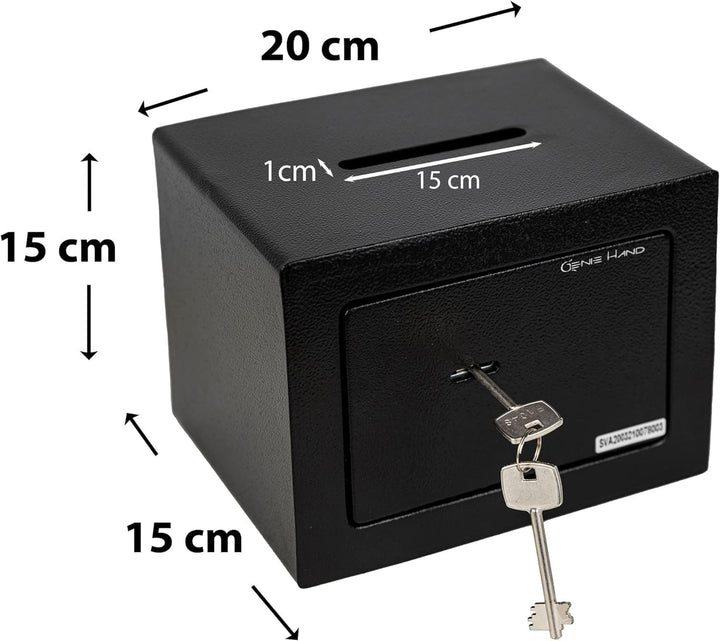Genie Hand – Mechanische Tresorbox mit Einwurfschlitz– Doppelbartschloss (mini), mini