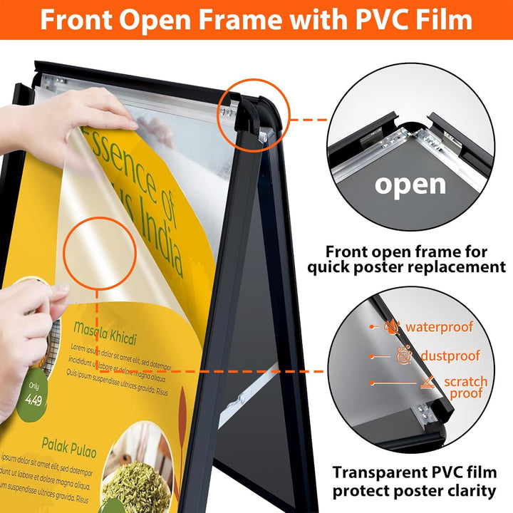 VAIIGO Kundenstopper DIN A1 Kundenstopper Outdoor Plakatständer Wetterfest Schwarz, Aluminium Aufste